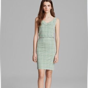 Tory Burch Paris Silk Sheath Dress V Neck Women’s Medium Green Geometric Print